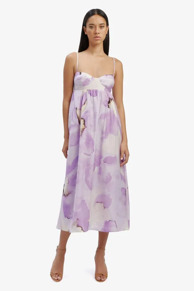 Bardot Day To Night Dresses Lenora Printed Midi Dress In Lavndr Fl 8211 Women Bardot Day To Night Dresses Lenora Printed Midi Dress In Lavndr Fl 8211 Women