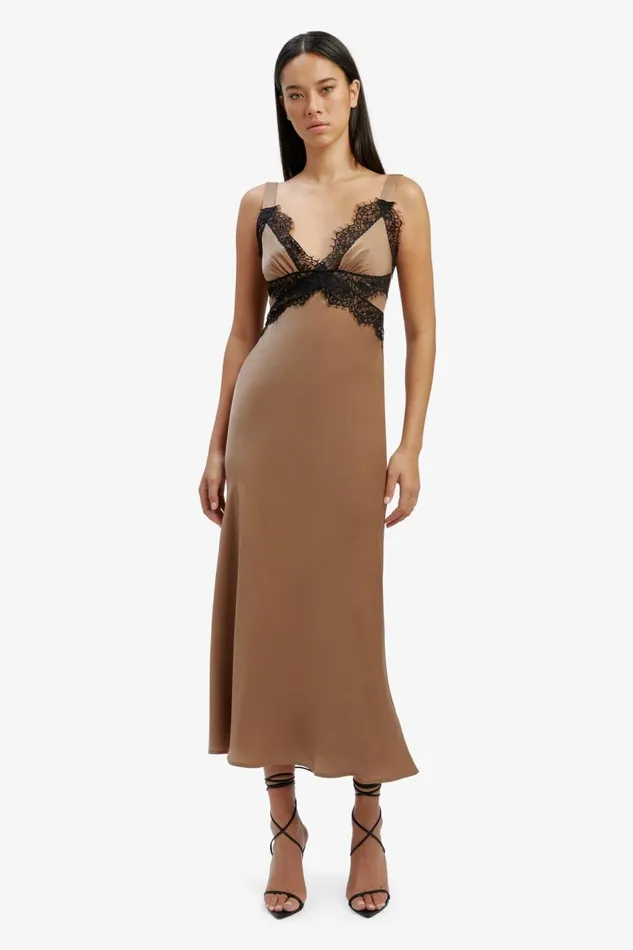 Bardot Occasion Dresses Delta Satin Midi Dress In Bronze 8211 Women Bardot Occasion Dresses Delta Satin Midi Dress In Bronze 8211 Women