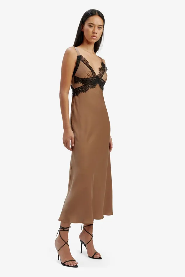 Bardot Occasion Dresses Delta Satin Midi Dress In Bronze 8211 Women Bardot Occasion Dresses Delta Satin Midi Dress In Bronze 8211 Women