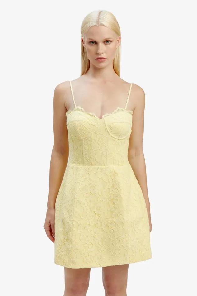 Bardot Party Dresses Clarina Lace Mini Dress In Canary Ylw 8211 Women Bardot Party Dresses Clarina Lace Mini Dress In Canary Ylw 8211 Women