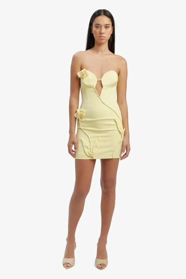 Bardot Party Dresses Eleni Flower Detail Mini Dress In Canary Ylw 8211 Women Bardot Party Dresses Eleni Flower Detail Mini Dress In Canary Ylw 8211 Women