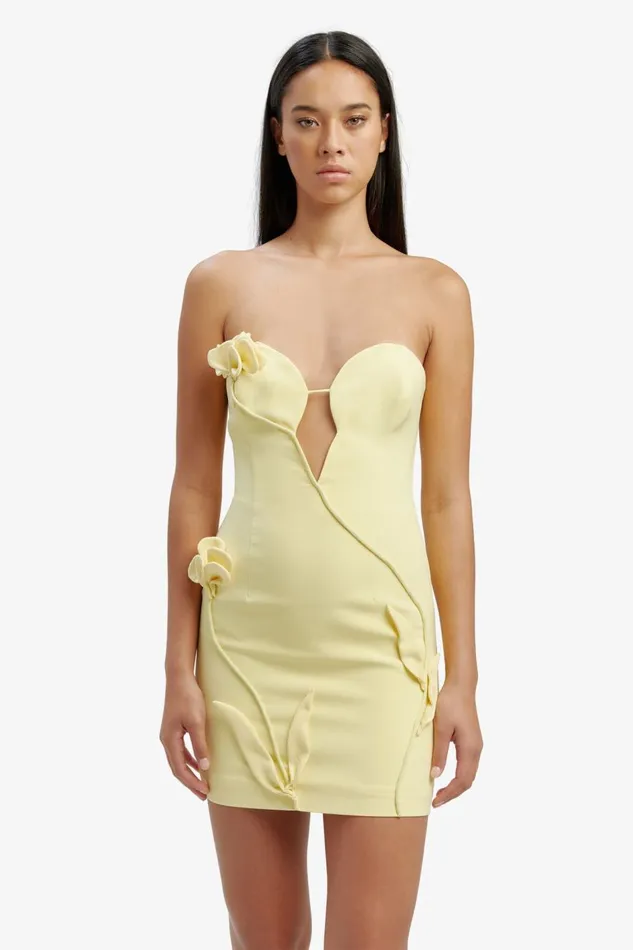 Bardot Party Dresses Eleni Flower Detail Mini Dress In Canary Ylw 8211 Women Bardot Party Dresses Eleni Flower Detail Mini Dress In Canary Ylw 8211 Women
