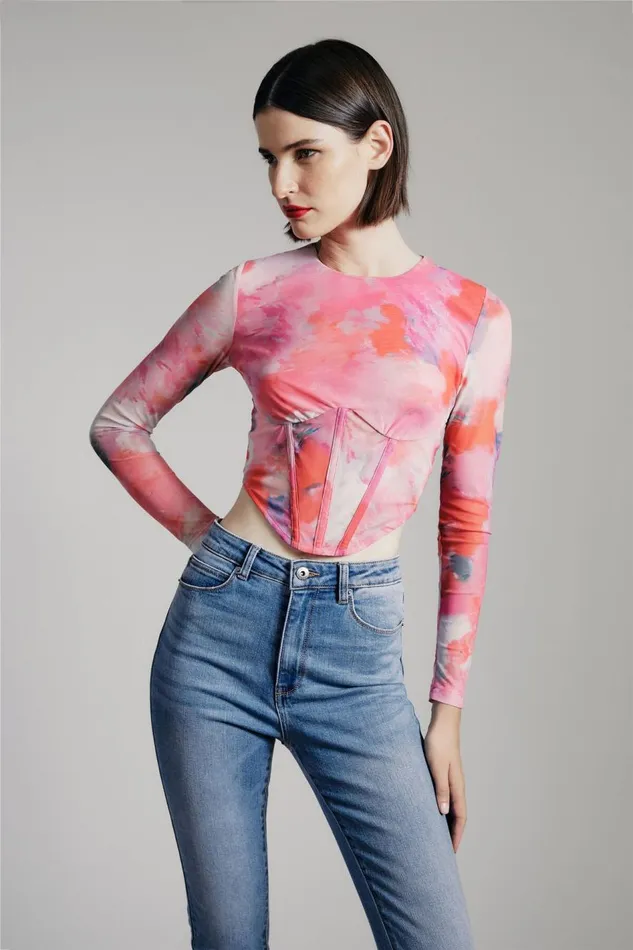 Bardot Party Tops Lena Mesh Corset Top In Wildflower 8211 Women