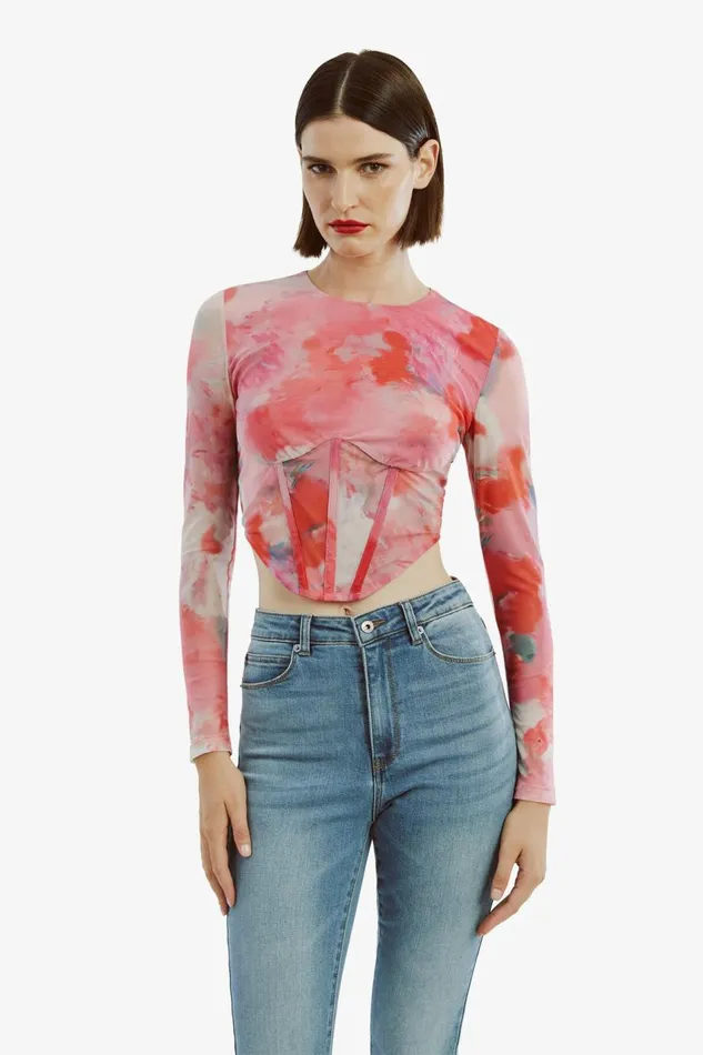 Bardot Party Tops Lena Mesh Corset Top In Wildflower 8211 Women Bardot Party Tops Lena Mesh Corset Top In Wildflower 8211 Women