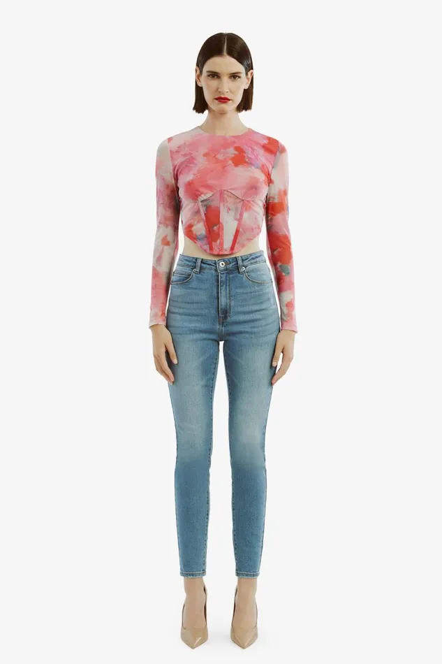Bardot Party Tops Lena Mesh Corset Top In Wildflower 8211 Women Bardot Party Tops Lena Mesh Corset Top In Wildflower 8211 Women