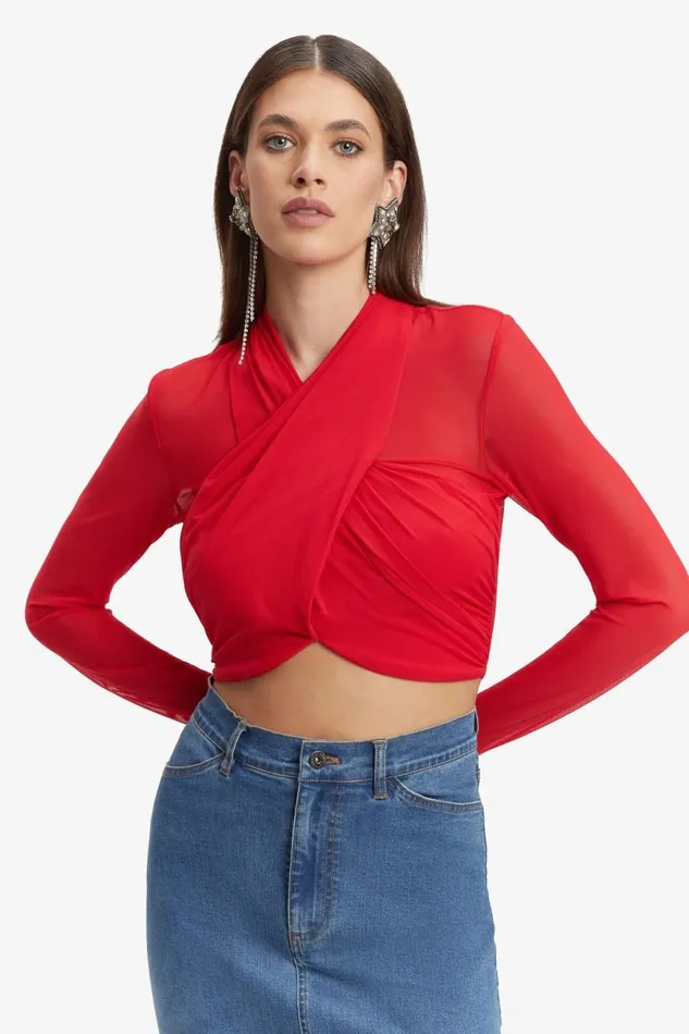 Bardot Shirts and Blouses Aliyah Top In Fire Red 8211 Women