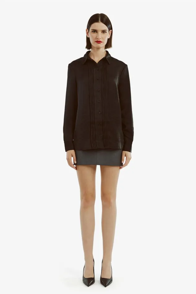Bardot Shirts and Blouses Dinah Pintuck Satin Shirt In Black 8211 Women Bardot Shirts and Blouses Dinah Pintuck Satin Shirt In Black 8211 Women
