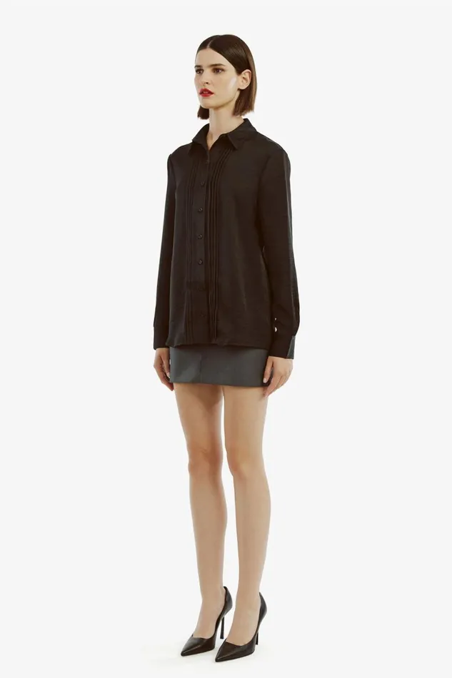 Bardot Shirts and Blouses Dinah Pintuck Satin Shirt In Black 8211 Women Bardot Shirts and Blouses Dinah Pintuck Satin Shirt In Black 8211 Women