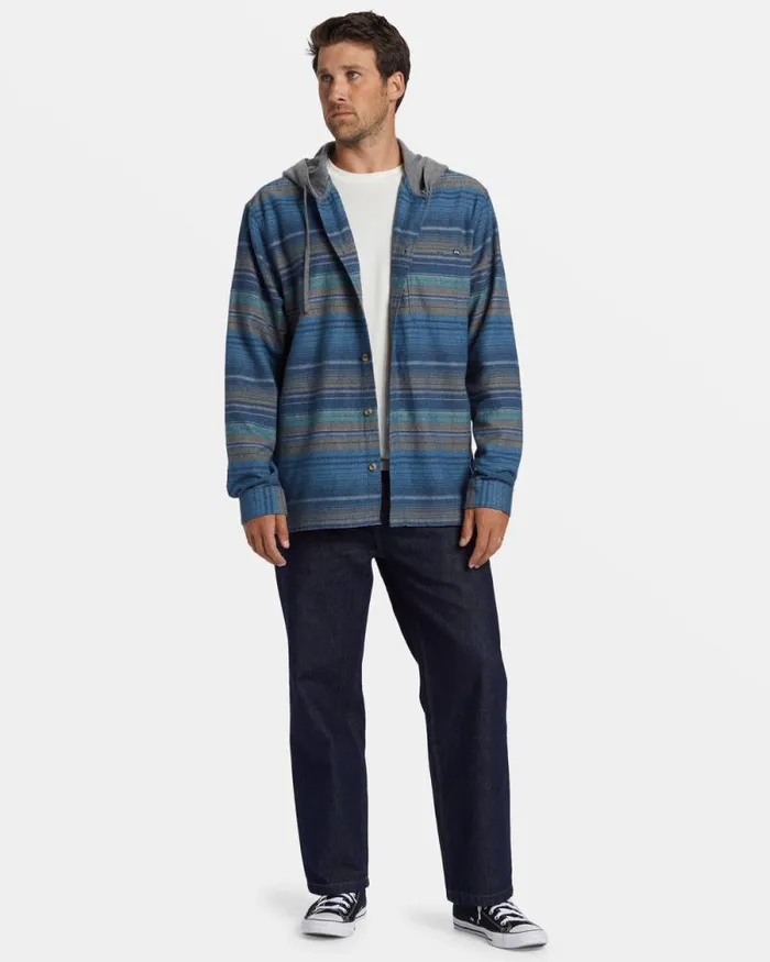 Billabong Flannels Baja Hooded Long Sleeve Flannel Shirt Dusty Navy 8211 Men Billabong Flannels Baja Hooded Long Sleeve Flannel Shirt Dusty Navy 8211 Men