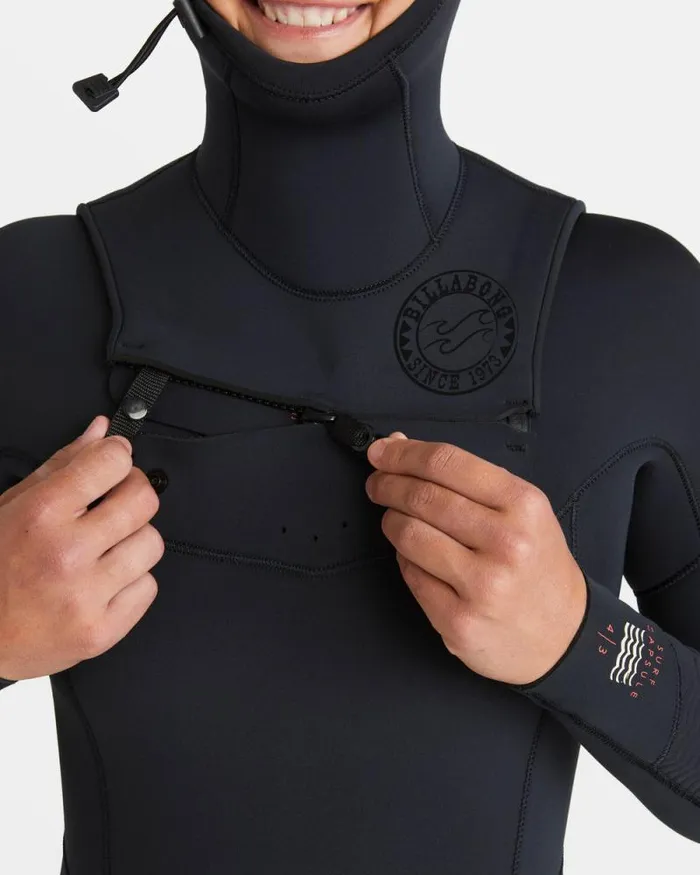 Billabong Fullsuits 43mm Salty Dayz Natural Upcycler Chest Zip Hooded Wetsuit Black 8211 Women Billabong Fullsuits 43mm Salty Dayz Natural Upcycler Chest Zip Hooded Wetsuit Black 8211 Women