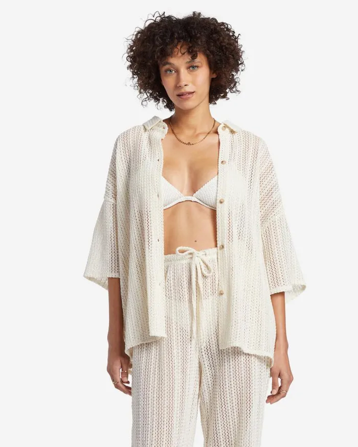 Billabong Matching Sets Largo Overshirt Cover Up Salt Crystal 8211 Women Billabong Matching Sets Largo Overshirt Cover Up Salt Crystal 8211 Women