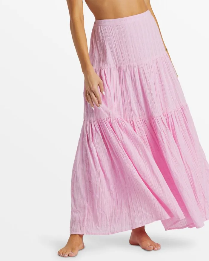 Billabong Matching Sets Sol Tiered Maxi Skirt Pink Dream 8211 Women Billabong Matching Sets Sol Tiered Maxi Skirt Pink Dream 8211 Women