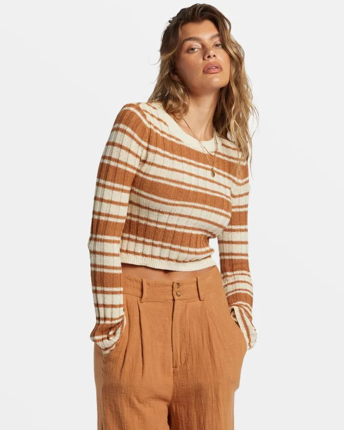 Billabong Sweaters Clare Crew Neck Sweater Sandalwood 8211 Women