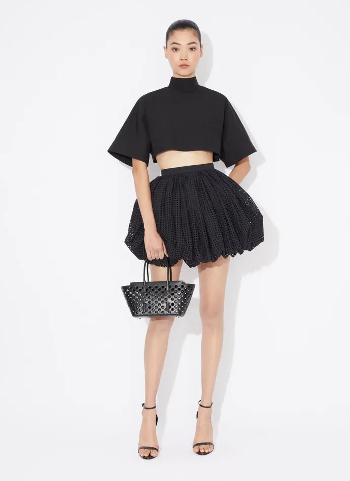 Black COTTON POPLIN HIGHNECK TOP Women Alaa Tops and Shirts