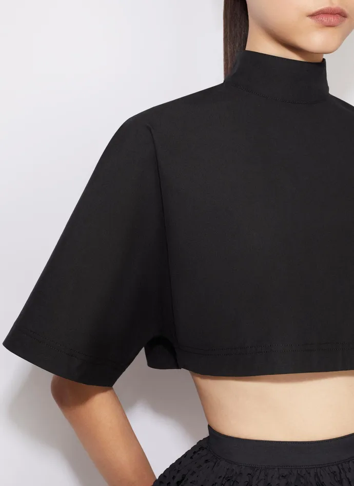 Black COTTON POPLIN HIGHNECK TOP Women Alaa Tops and Shirts