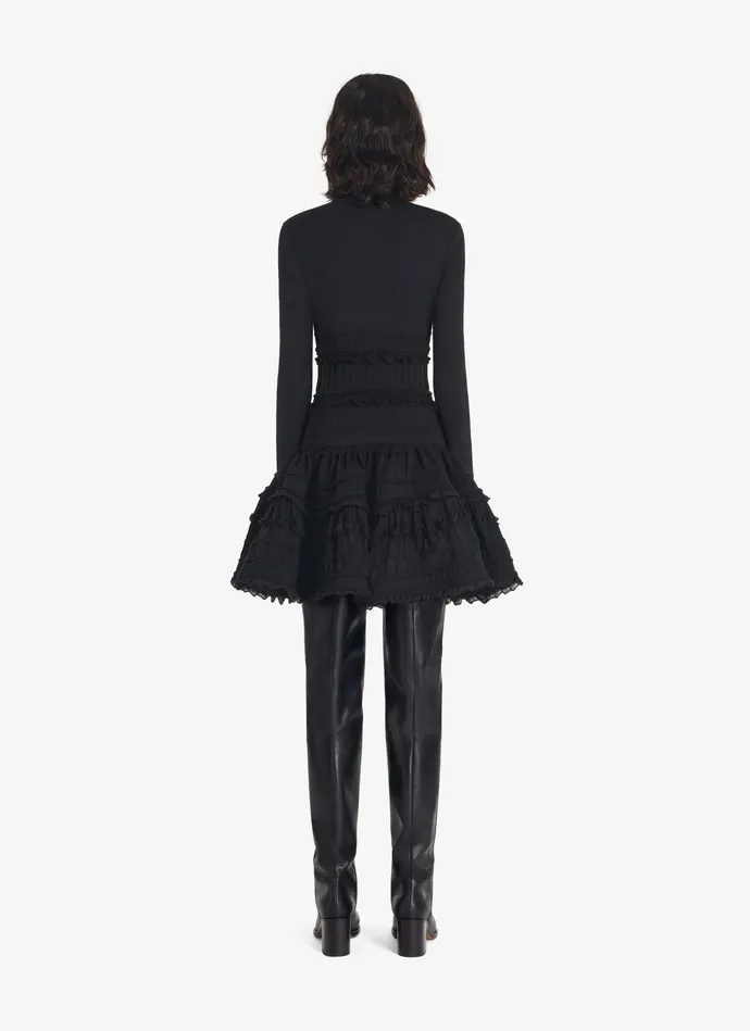 Black High Neck Wool Crinoline Dress Women Alaa Dresses Black High Neck Wool Crinoline Dress Women Alaa Dresses