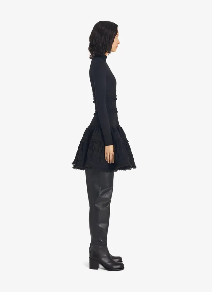Black High Neck Wool Crinoline Dress Women Alaa Dresses Black High Neck Wool Crinoline Dress Women Alaa Dresses