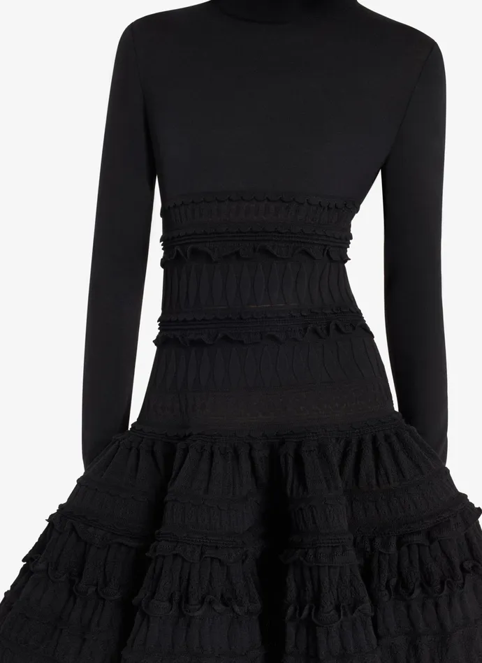 Black High Neck Wool Crinoline Dress Women Alaa Dresses Black High Neck Wool Crinoline Dress Women Alaa Dresses