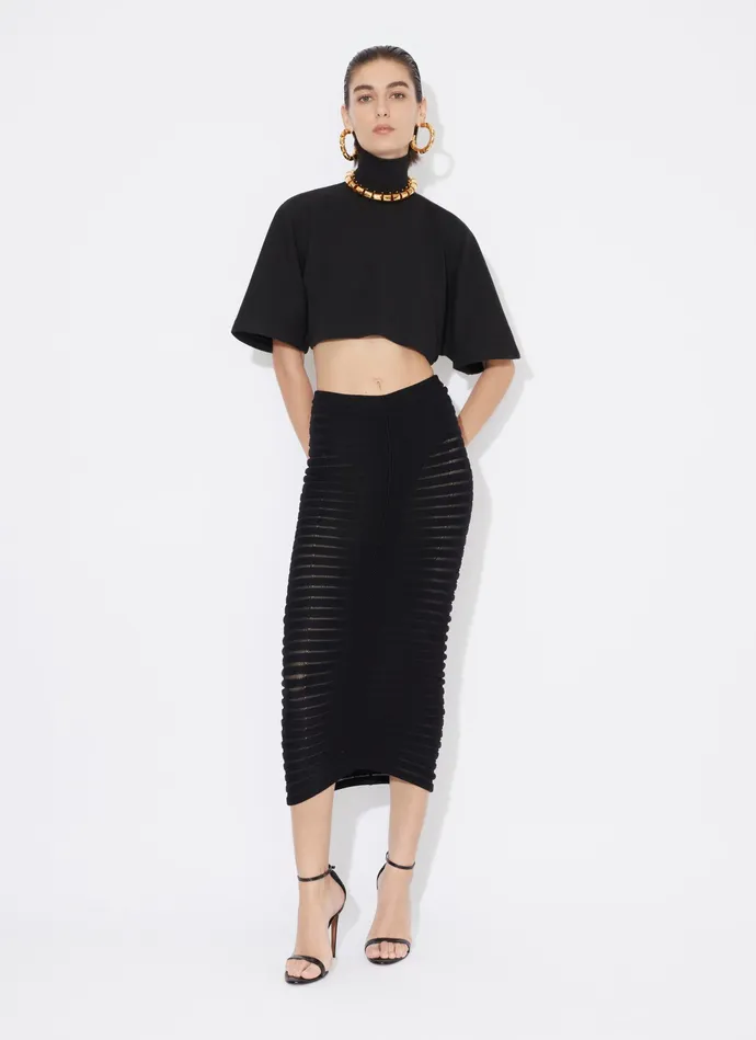 Black MIDI SKELETON SKIRT Women Alaa Skirts
