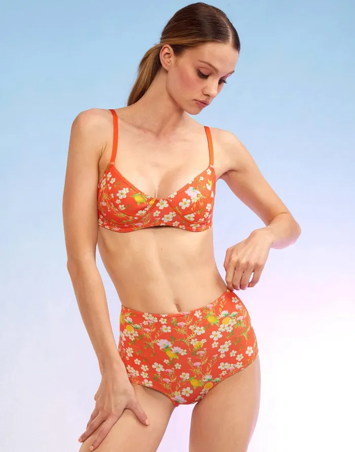 Blossom Neoprene Bikini Top 8211 Orgmt Women Cynthia Rowley Surf and Swim