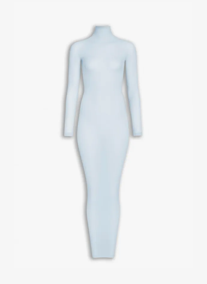 Blue Fitted Dress In Fine Knit Women Alaa Dresses