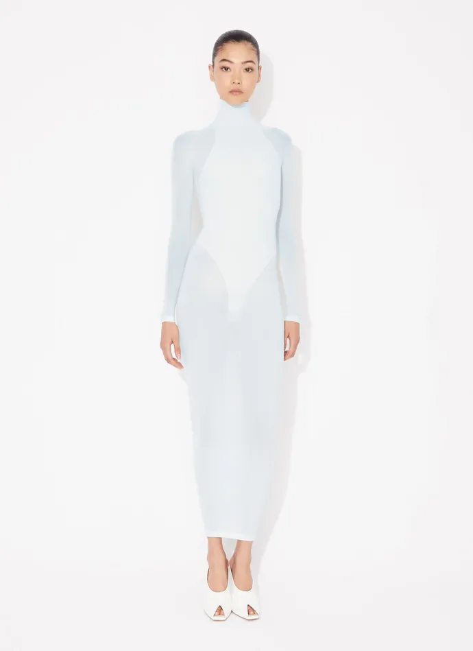 Blue Fitted Dress In Fine Knit Women Alaa Dresses