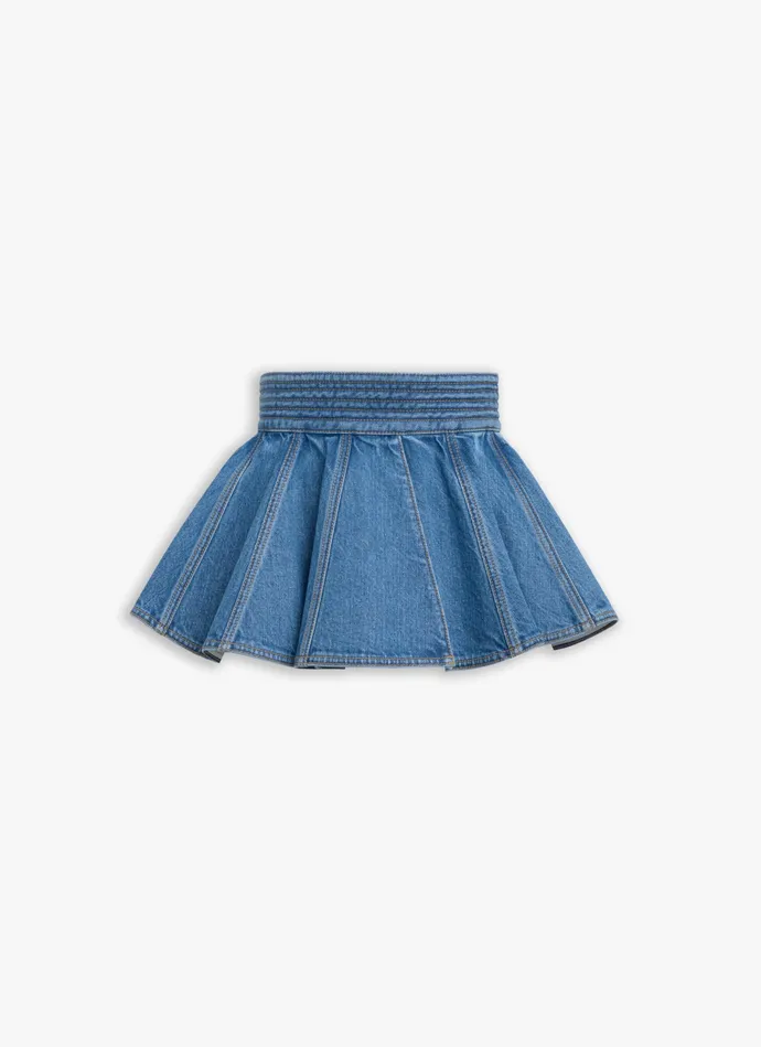 Blue STONE DENIM SKIRT BELT Women Alaa Skirts