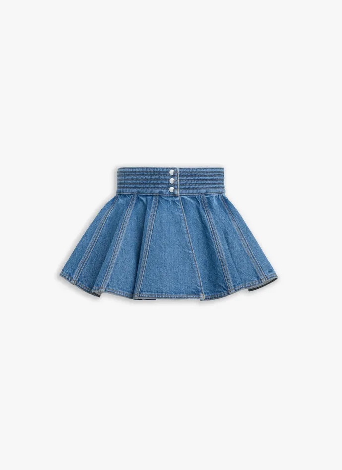Blue STONE DENIM SKIRT BELT Women Alaa Skirts