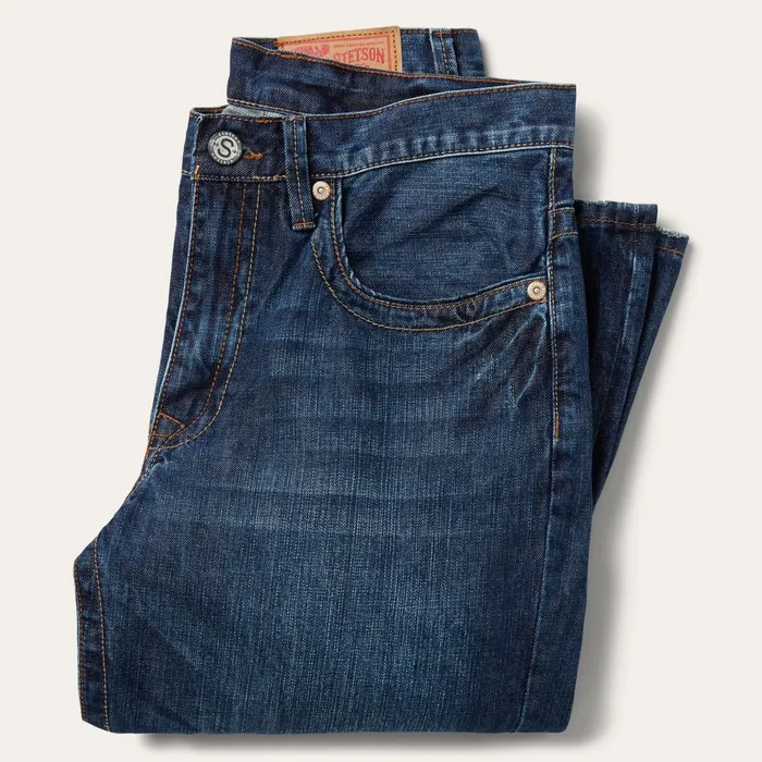 Boot Cut Men Stetson 1520 Standard Straight Leg Jean Blue