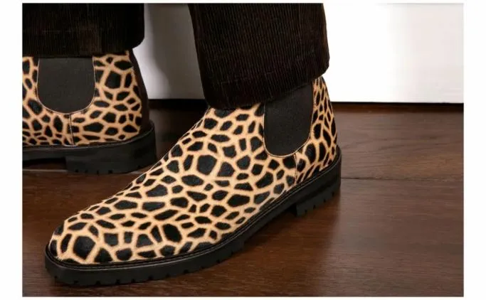 Boots Men Manolo Blahnik BROMPTONBrown Calf Hair Animal Print Ankle Boots Boots Men Manolo Blahnik BROMPTONBrown Calf Hair Animal Print Ankle Boots