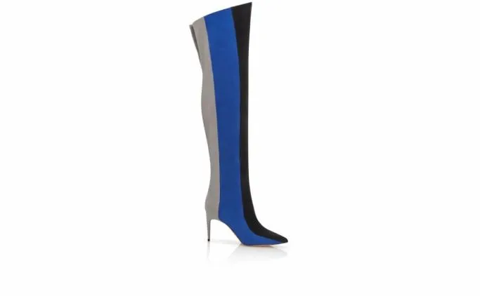 Boots Women Manolo Blahnik CHICUYUHIBlack Blue And Grey Suede Thigh High Boots Boots Women Manolo Blahnik CHICUYUHIBlack Blue And Grey Suede Thigh High Boots