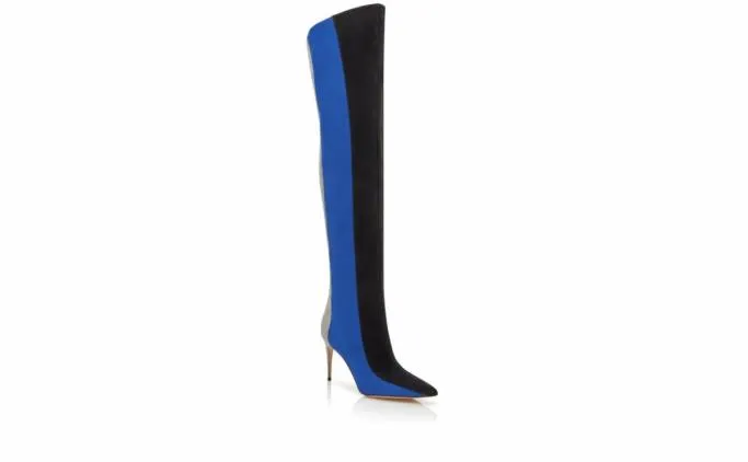 Boots Women Manolo Blahnik CHICUYUHIBlack Blue And Grey Suede Thigh High Boots Boots Women Manolo Blahnik CHICUYUHIBlack Blue And Grey Suede Thigh High Boots