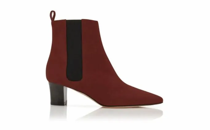 Boots Women Manolo Blahnik TIRABATerracotta Red Suede Ankle Boots Boots Women Manolo Blahnik TIRABATerracotta Red Suede Ankle Boots