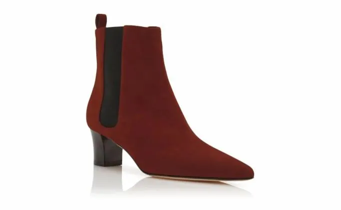 Boots Women Manolo Blahnik TIRABATerracotta Red Suede Ankle Boots Boots Women Manolo Blahnik TIRABATerracotta Red Suede Ankle Boots
