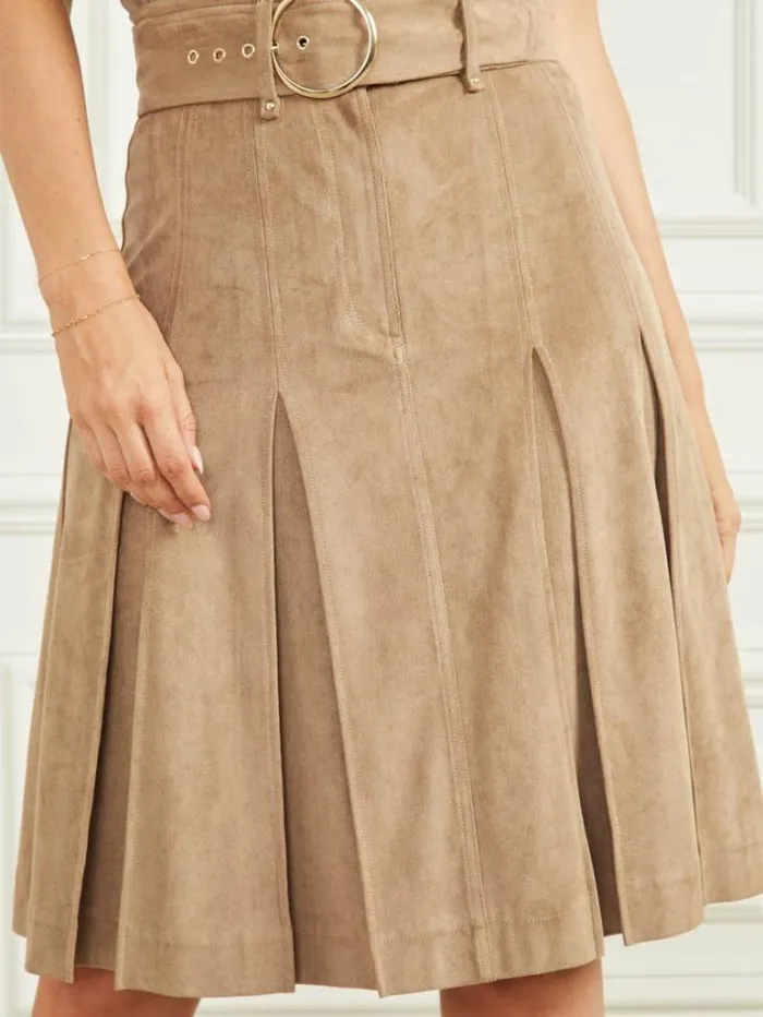 Bottoms Women Marciano Kasia FauxSuede Skirt Truffle Dust Multi Bottoms Women Marciano Kasia FauxSuede Skirt Truffle Dust Multi
