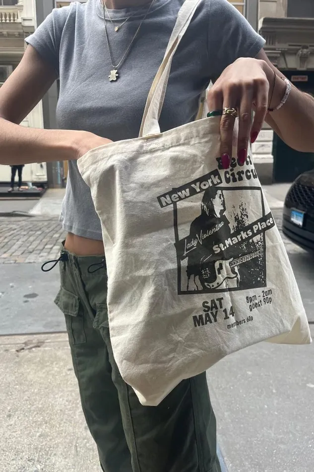 Brandy Melville Bags and Backpacks Electric Circus Tote Bag Ivory 8211 Women