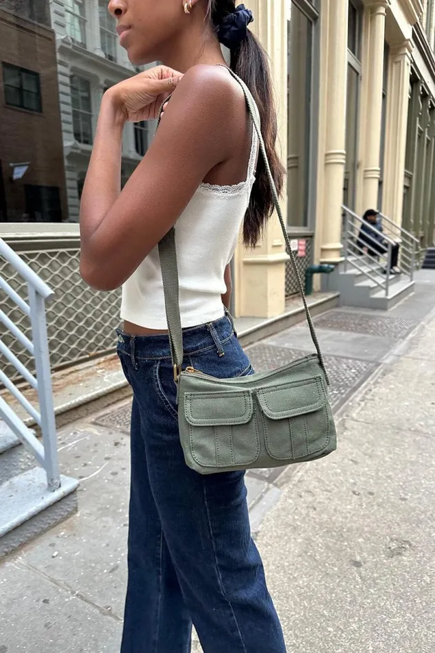Brandy Melville Bags and Backpacks Pocket Purse Military Green 8211 Women