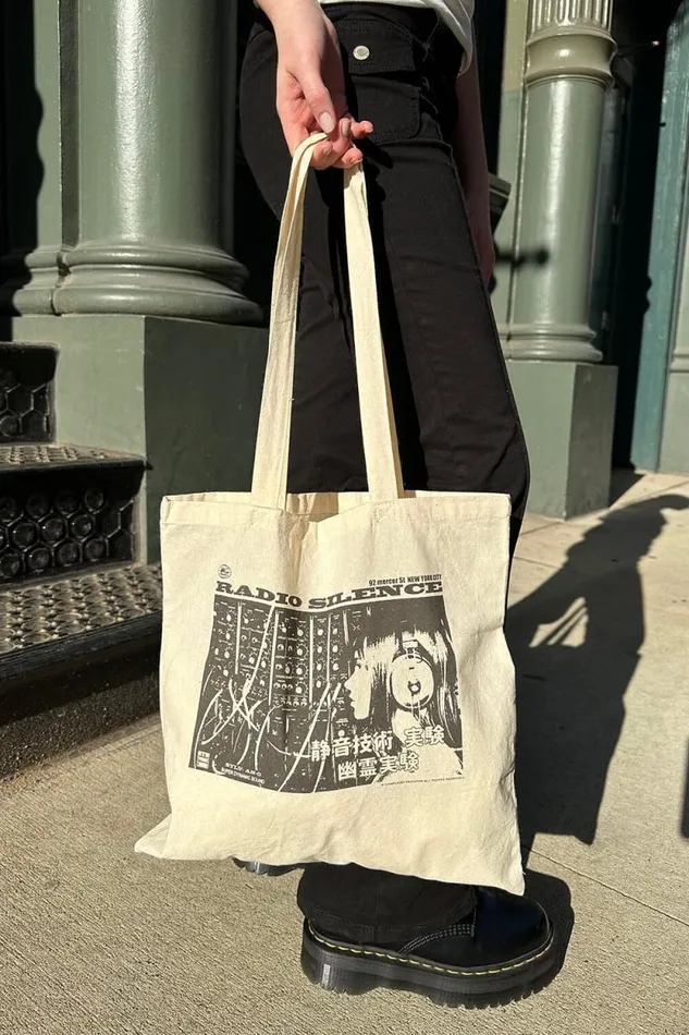 Brandy Melville Bags and Backpacks Radio Silence Tote Bag Ivory 8211 Women