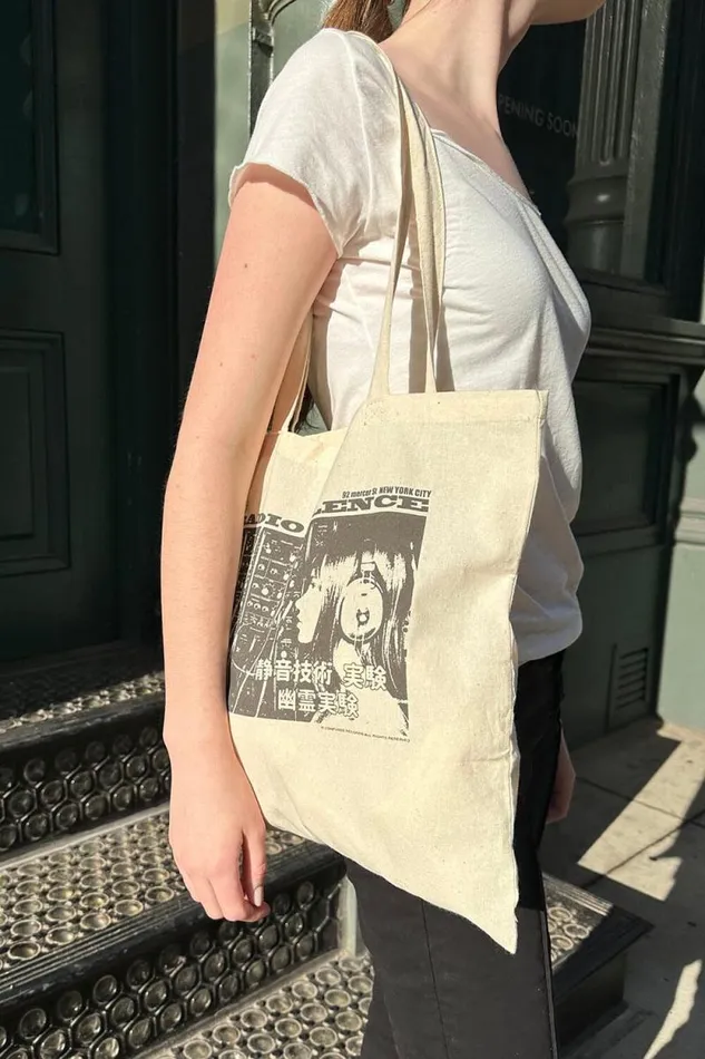 Brandy Melville Bags and Backpacks Radio Silence Tote Bag Ivory 8211 Women