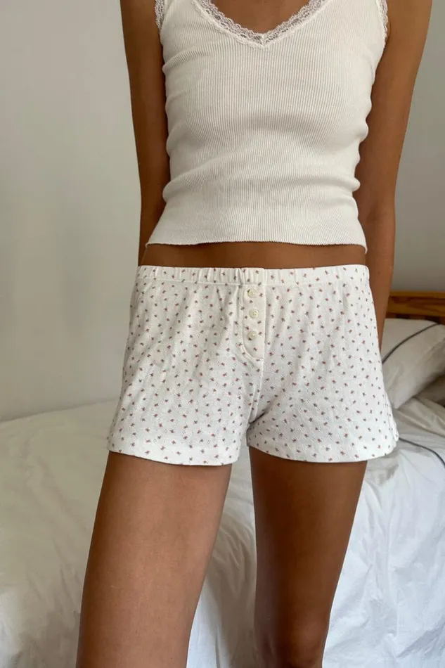 Brandy Melville Intimates Keira Floral Sweatshorts White With Pink Flowers 8211 Women