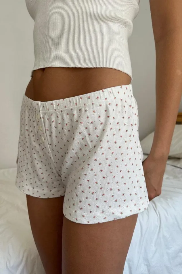 Brandy Melville Intimates Keira Floral Sweatshorts White With Pink Flowers 8211 Women