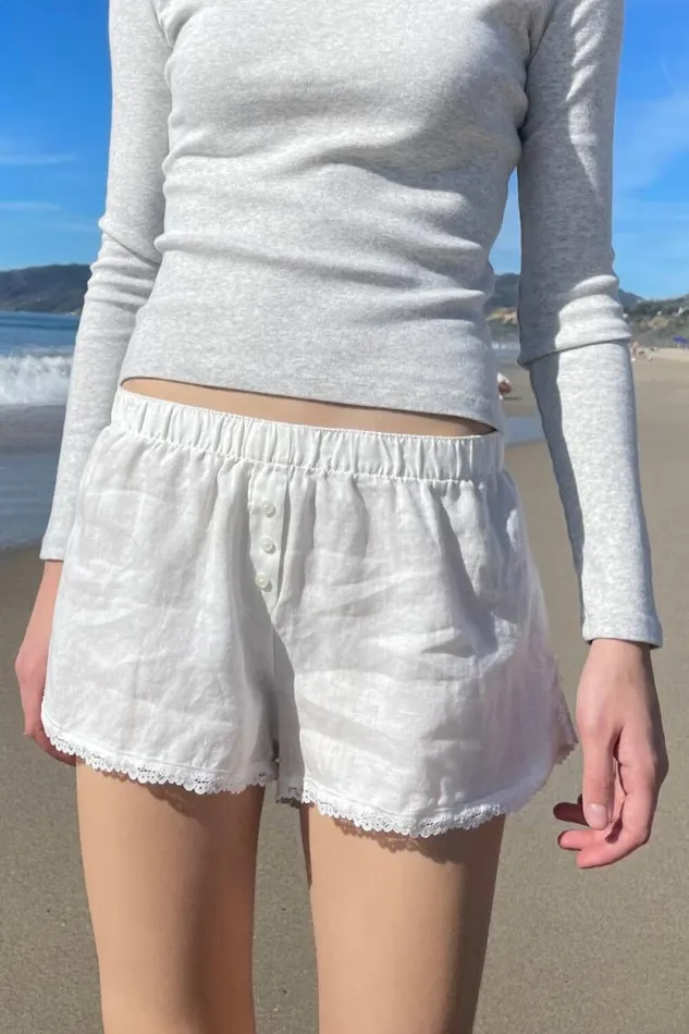 Brandy Melville Intimates Keira Linen Lace Shorts Natural White 8211 Women