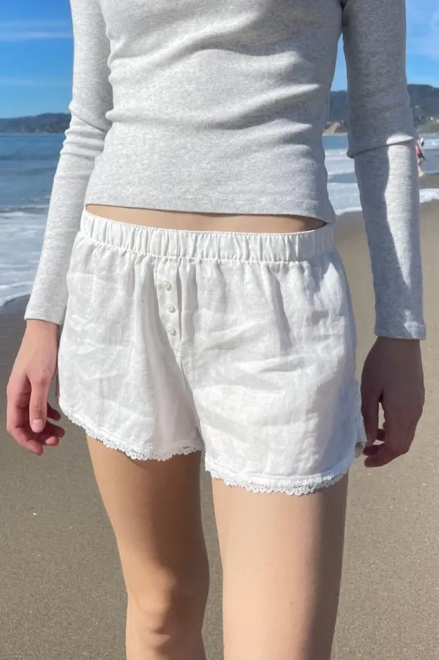 Brandy Melville Intimates Keira Linen Lace Shorts Natural White 8211 Women