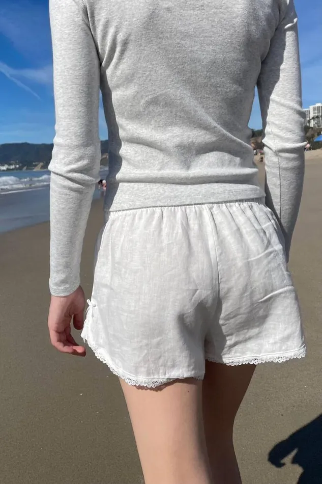 Brandy Melville Intimates Keira Linen Lace Shorts Natural White 8211 Women
