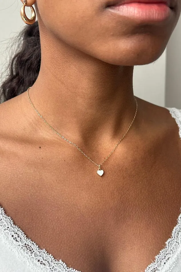 Brandy Melville Jewelry White Heart Necklace Gold 8211 Women