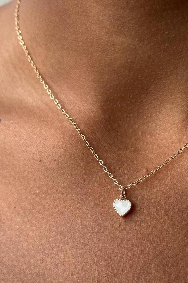 Brandy Melville Jewelry White Heart Necklace Gold 8211 Women