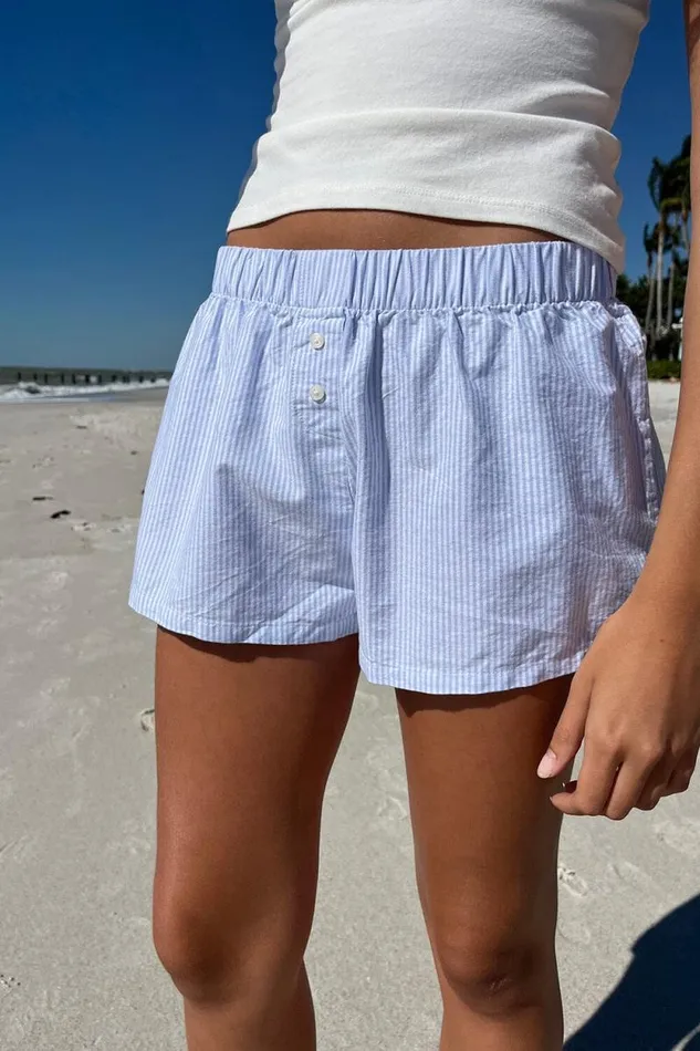 Brandy Melville Stripes Keira Striped Boxer Shorts Blue Stripes 8211 Women