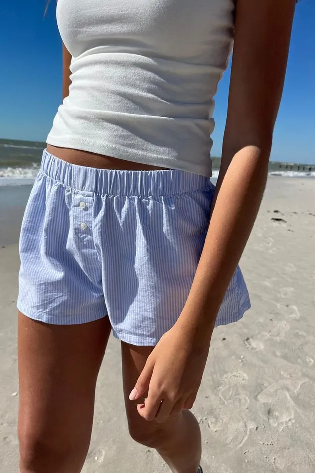 Brandy Melville Stripes Keira Striped Boxer Shorts Blue Stripes 8211 Women