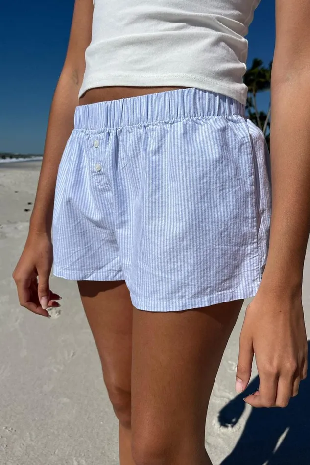 Brandy Melville Stripes Keira Striped Boxer Shorts Blue Stripes 8211 Women