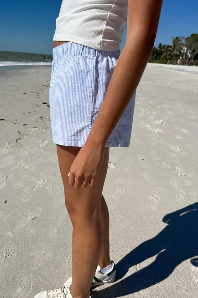 Brandy Melville Stripes Keira Striped Boxer Shorts Blue Stripes 8211 Women